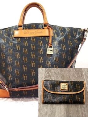 Dooney & Bourke 1975 Signature Vanessa Satchel with matching Wallet